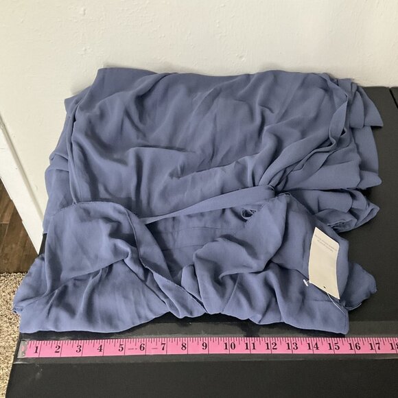 Tobi Dress Women Sz M Blue Slate V-Neck Ruffle Trim Wrap Spaghetti Straps‎ Maxi - Picture 13 of 16